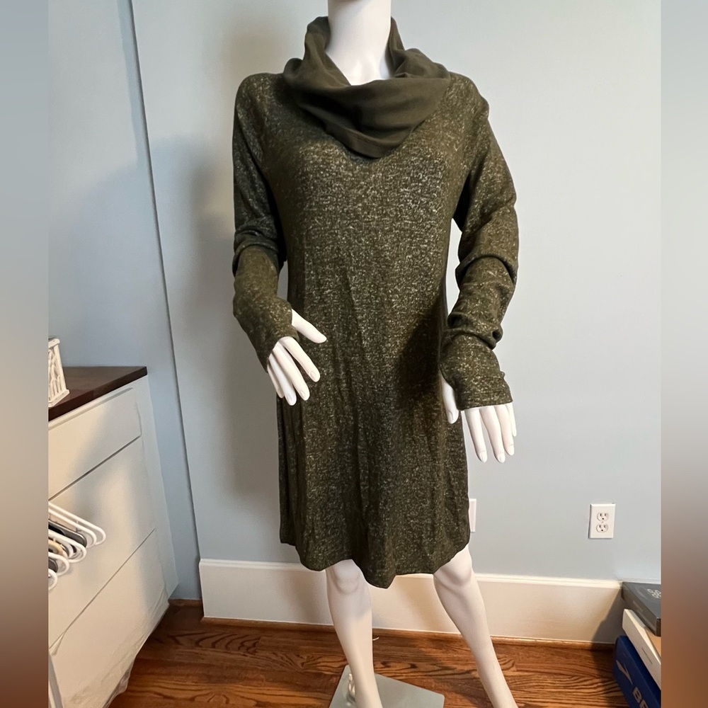 CAbi Solace Olive Cowl Neck sweater Dress